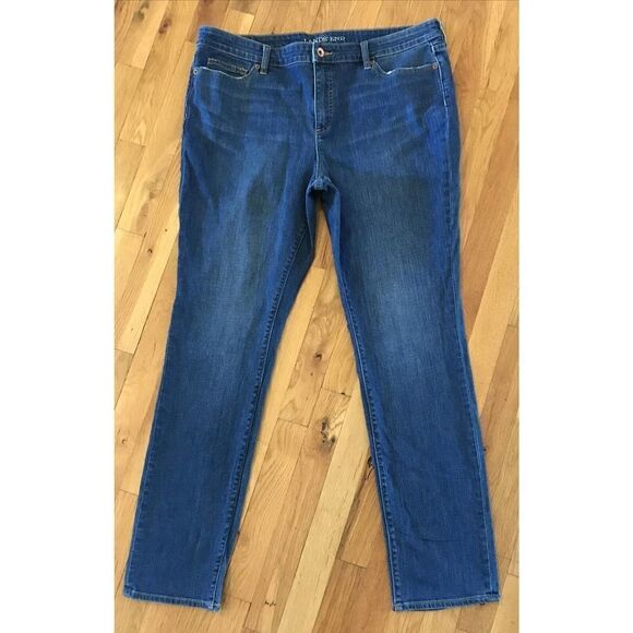 Lands' End‎ ~ Women's ~ Mid Rise Slim Faded Blue Jeans Size 16 - Picture 1 of 10